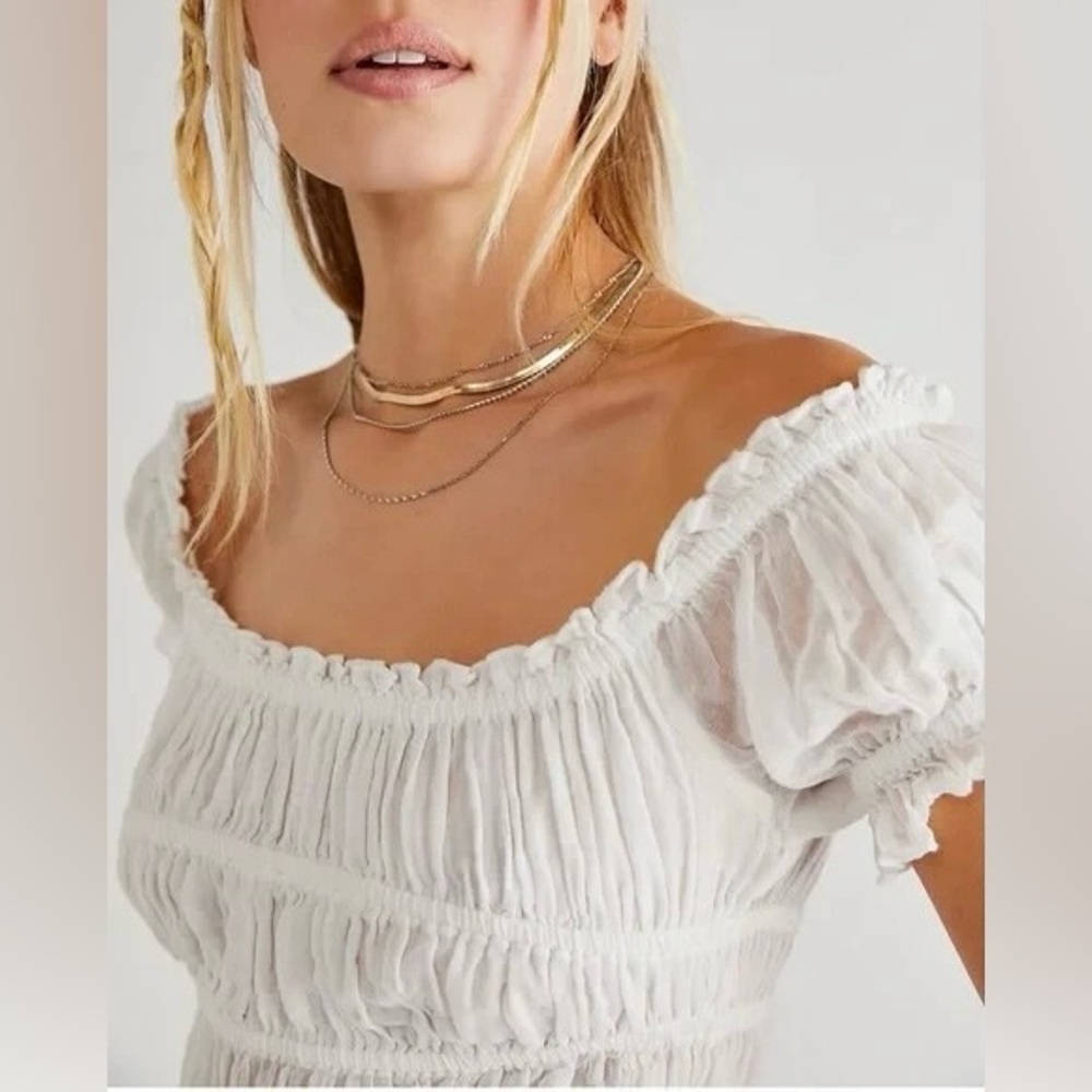 Free People White Off-Shoulder Ruffle Top - Picture 2 of 15
